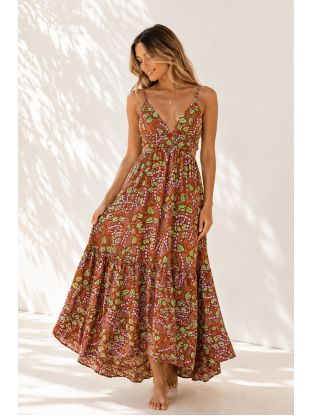 A.L.C Rhodes Dress in Bronze Tone / Green Kick Multi Sz 00